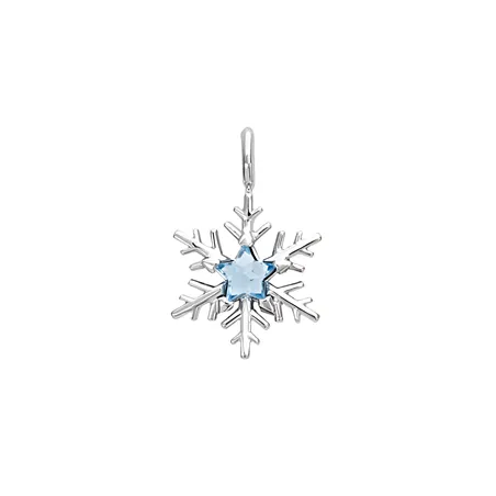 Pendentif Flocon d'Amour en Or Blanc 750 mill. serti d'une topaz blue Star 4mm.