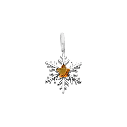 Pendentif Flocon d'Amour en Or Blanc 750 mill. serti d'une citrine Star 4mm.