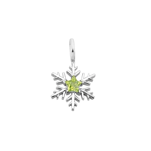 Pendentif Flocon d'Amour en Or Blanc 750 mill. serti d'une peridot Star 4mm.