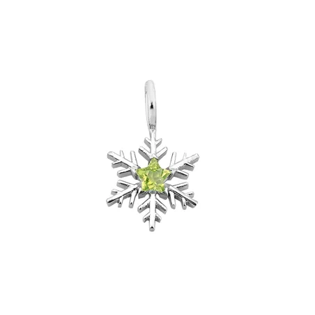 Pendentif Flocon d'Amour en Or Blanc 750 mill. serti d'une peridot Star 4mm.
