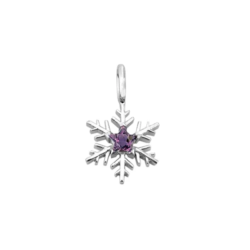 Pendentif Flocon d'Amour en Or Blanc 750 mill. serti d'une rhodolite Star 4mm.