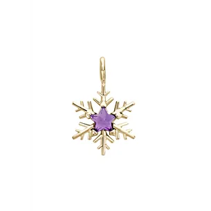 Pendentif Flocon d'Amour en Or Jaune 750 mill. serti d'une amethyste Star 4mm.