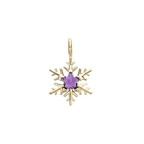 Pendentif Flocon d'Amour en Or Jaune 750 mill. serti d'une amethyste Star 4mm.