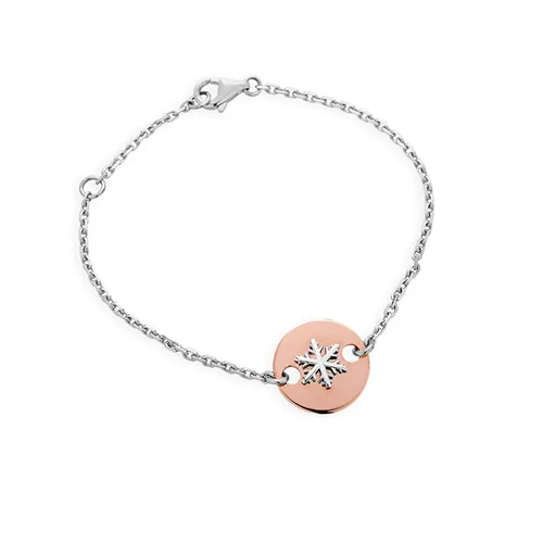 Bracelet Bébé Flocon d'Amour en Or Rose 750 mill. et Blanc 750 mill. 14cm