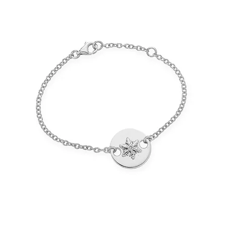 Bracelet Bébé Flocon d'Amour en Or Blanc 750 mill. serti de Diamant 0.02ct. 