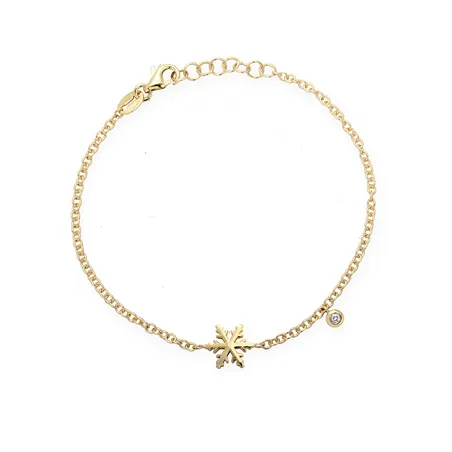 Bracelet Flocon d'Amour en Or jaune 750 mill. serti de Diamant 0.02ct.