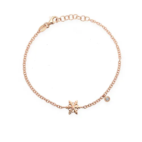 Bracelet Flocon d'Amour en Or rose 750 mill. serti de Diamant 0.02ct.