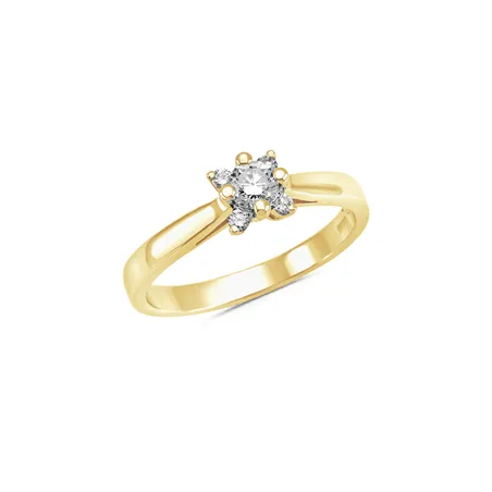 Bague Flocon d'Amour en Or jaune 750 mill. sertie de Diamants 0.27ct.
