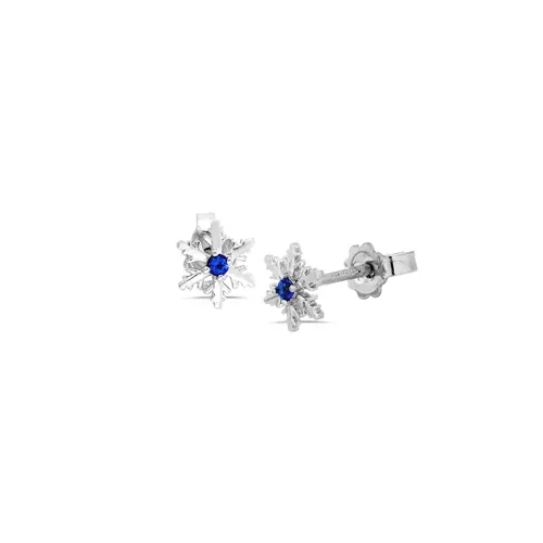 Boucles d Oreilles Flocon d'Amour en Or Blanc 750 mill. serties de Saphirs