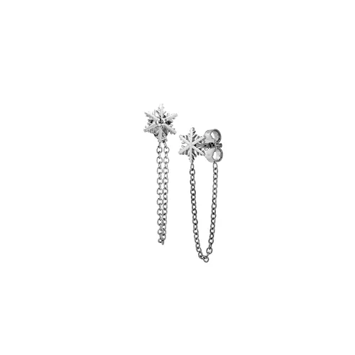 Boucles d'Oreilles Flocon d'Amour en Or Blanc 750 mill. serties de Diamant 0.02ct 