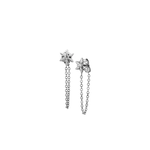 Boucles d'Oreilles Flocon d'Amour en Or Blanc 750 mill. serties de Diamant 0.04ct 