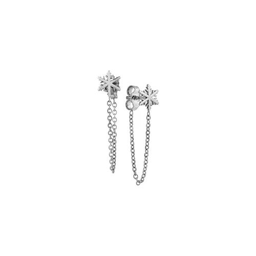 Boucles d'Oreilles Flocon d'Amour en Or Blanc 750 mill.