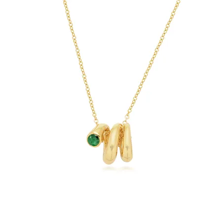 Collier 45cm en Or Jaune 750Mill. Pendentif Emeraude
 Ronde