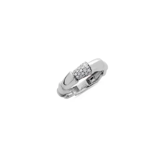 Bague Serpent  en Or blanc 750 mill. sertie de Diamants 0.17ct.