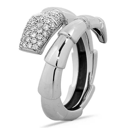 Bague Serpent en Or blanc 750 mill. sertie de Diamants 0.31ct.