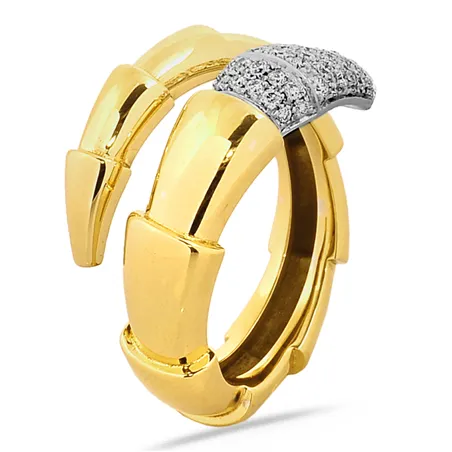 Bague Serpent en Or jaune 750 mill. sertie de Diamants 0.31ct.