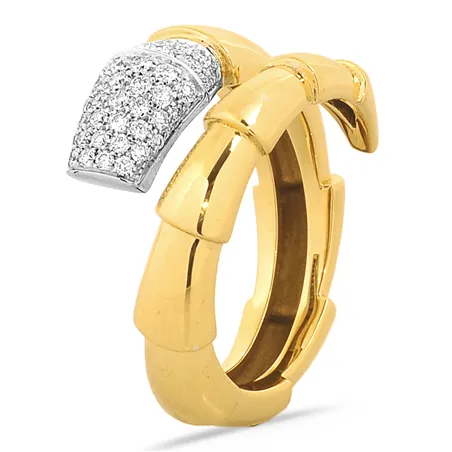 Bague Serpent en Or jaune 750 mill. sertie de Diamants 0.31ct.