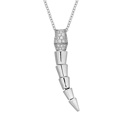 Collier Serpent en Or blanc 750 mill. serti de Diamants 0.13ct. 