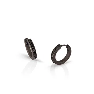 Boucle d'Oreille à l'unité Diamants Noirs 0.09ct en Titane  2