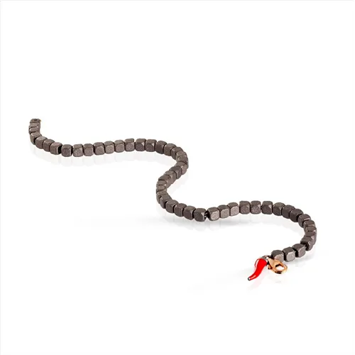 Bracelet Diamant Noir 0.01ct en Titane et Or Rose 375 mill. 