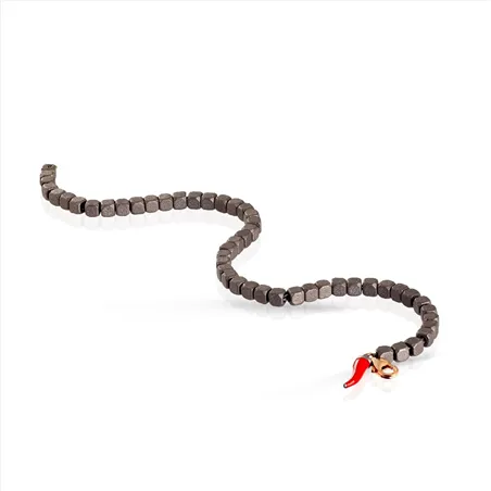 Bracelet Diamant Noir 0.01ct en Titane et Or Rose 375 mill. 