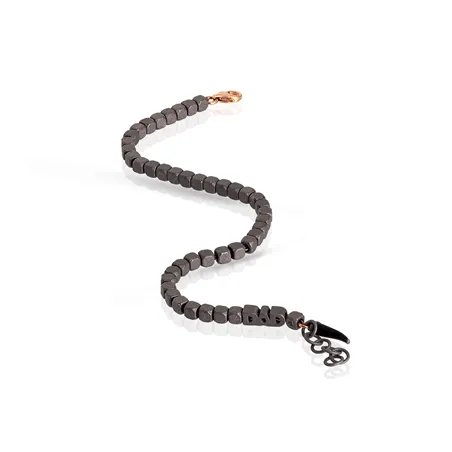 Bracelet Diamant 0.01ct en Titane et Or Rose 375 mill. 