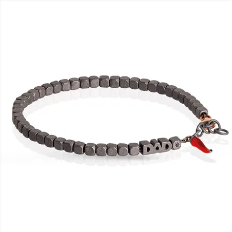 Bracelet Diamant 0.01ct en Titane et Or Rose 375 mill. 