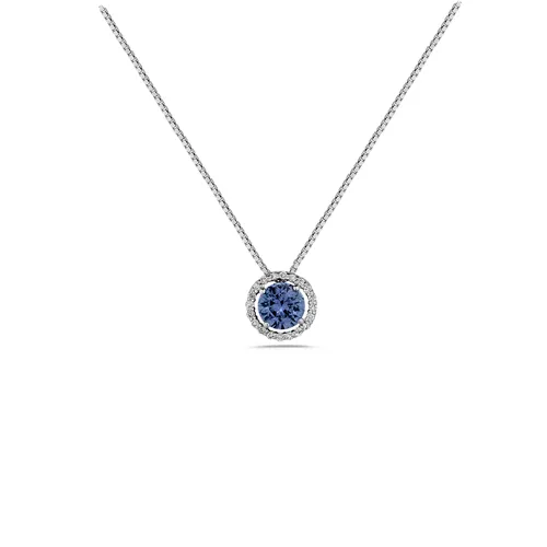 Collier en Or Blanc 750 mill. serti de Saphir Gris Naturel 1.07ct et Diamants 0.10ct .