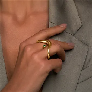 Bague double en Or Jaune 750Mill. 
avec Emeraude 2