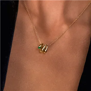 Collier 45cm en Or Jaune 750Mill. Pendentif Emeraude
 Ronde 2