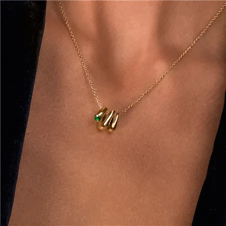 Collier 45cm en Or Jaune 750Mill. Pendentif Emeraude
 Ronde