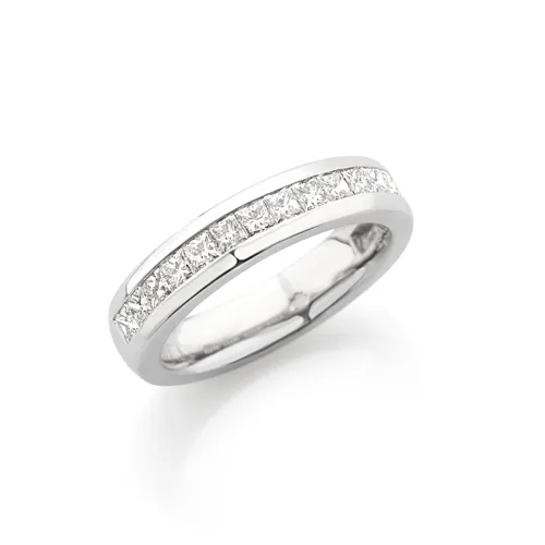 Aliance Demi-Tour 18 Diamants Princess 2,19ct En Or Blanc 750 mill.