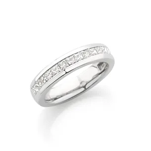 Aliance Demi-Tour 18 Diamants Princess 1,08ct En Or Blanc 750 mill.