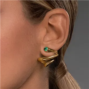 Boucle d'oreilles en Or Jaune 750Mill. 
avec 2 Emeraudes 2
