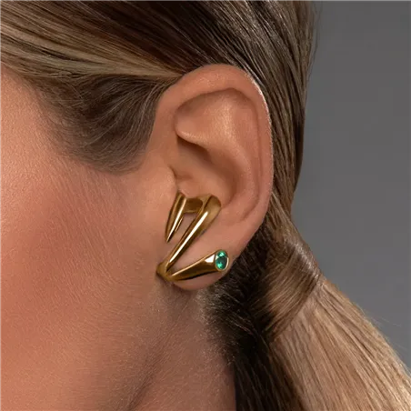 Boucles d'oreilles en Or Jaune 750Mill. 
avec 2 Emeraudes