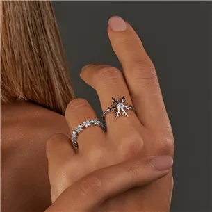 Alliance Flocon d'Amour Tour Complet en Or Blanc 750 mill. sertie de Diamants 1ct.  2