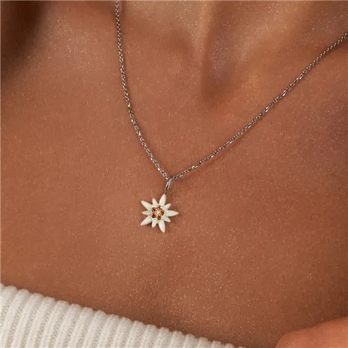 Pendentif en Or Jaune et Argent serti de Citrines 0.07ct et Diamant 0.02ct