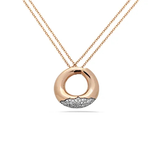 Collier Collection PURE Pendentif Pavé Diamants 0.24ct en Or Bicolore 750Mill. (rose et Blanc)