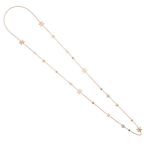 Sautoir 90cm Collection Flocon d'Amour en Or Rose 750Mill Diamants 0.12ct et 5 Perles de Culture	