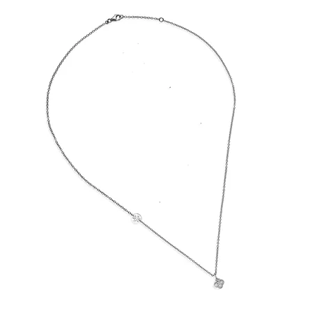 Collier Porte Bonheur Diamants 0,19ct Chaine Motif Flocon En Or Blanc 750 mill.
