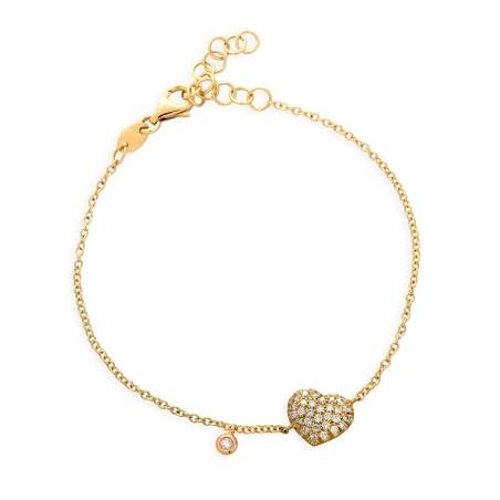 Bracelet Collection La Delicatesse Or Jaune  750Mill. Motif Coeur Pavage Diamats 0.17ct
