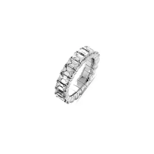 Alliance Eternelle Extensible Demi-Tour Diamants émeraude 4.94ct en Or Blanc 750 mill. 