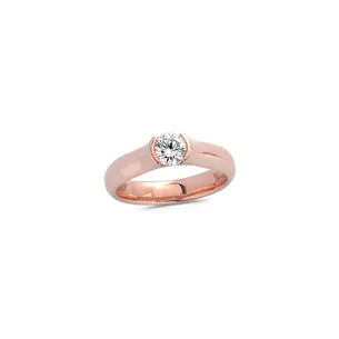 Bague Solitaire Diamant 0.50ct sertis Demi Lune en Or Rose 750 mill.  
