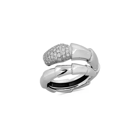 Bague Serpent Diamants en Or. Largeur : 6.30 mm.