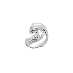 Bague Féline Émeraudes 0.04ct et Diamants 0.20ct en Or Blanc 