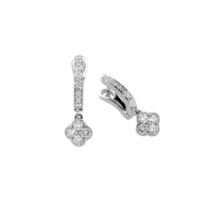 Boucles d'Oreilles Porte Bonheur Diamants 0.47ct en Or Blanc