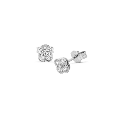 Boucles d'Oreilles Porte Bonheur Diamants 0.40ct en Or Blanc