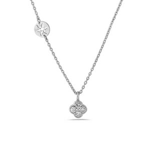 Collier Porte Bonheur Diamants 0.19ct chaine Flocon en Or...