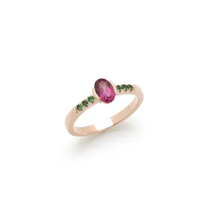 Bague Éole Rubellite 0.49ct et Tsavorite 0.31ct en Or Rose