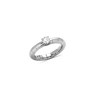 Bague Extensible Solitaire Diamant 0.20ct en Or Blanc